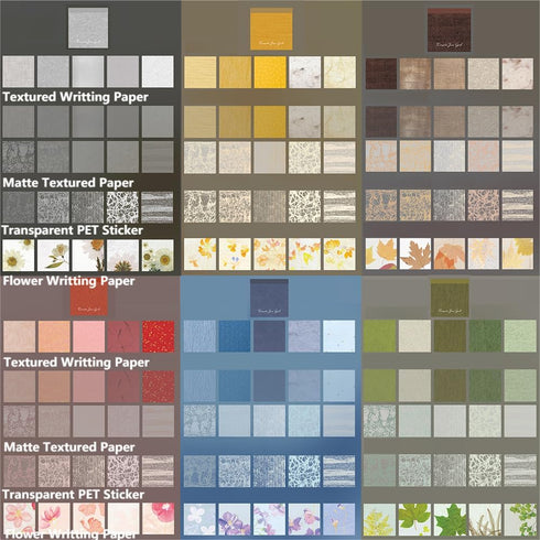 Diuhofart Artistic Scrapbook & Journaling Paper Collection - 6-Pack Diverse Materials Textured Paper & PET Sticker Kit for Scrapbooking, Junk Jour...