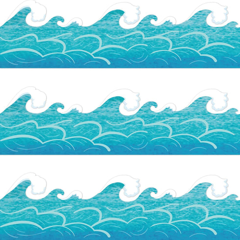 72 Feet Ocean Waves Die-Cut Bulletin Board Borders for Ocean Theme Classroom Decor Wall Decorations...