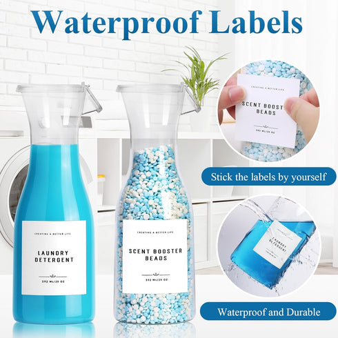 Laundry Detergent Dispenser Bottle 20oz with Waterproof Label for Laundry Detergent Soap Fabric Softener Bleach Scent Booster Beads, Sturdy PET Bo...