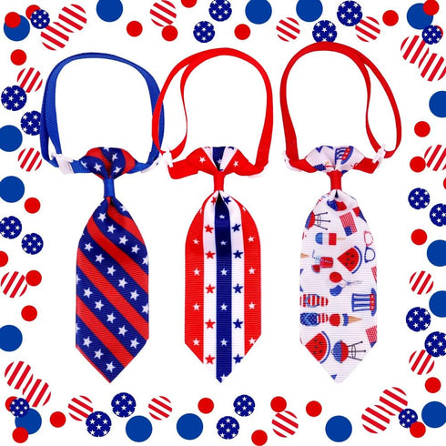 Dog Bow Ties Set, 24pcs Adjustable Holiday Themed, for 4th of July, Memorial Day, Pet Dog Collar Grooming Accessories...
