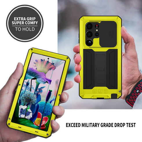 for Samsung Galaxy S23 Ultra 5G Case, Aluminum Metal Gorilla Glass Waterproof Shockproof Military Heavy Duty Sturdy Protector Cover Hard Case,with...