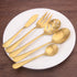 Matte Gold Serving Set?SHARECOOK 5-Piece 18/0 Stainless Steel Large Hostess Set with Round Edge, Satin Finished, Dishwasher Safe -Spoons, Forks,Bu...