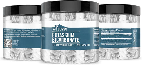 Earthborn Elements Potassium Bicarbonate 200 Capsules, Pure & Undiluted, No Additives...