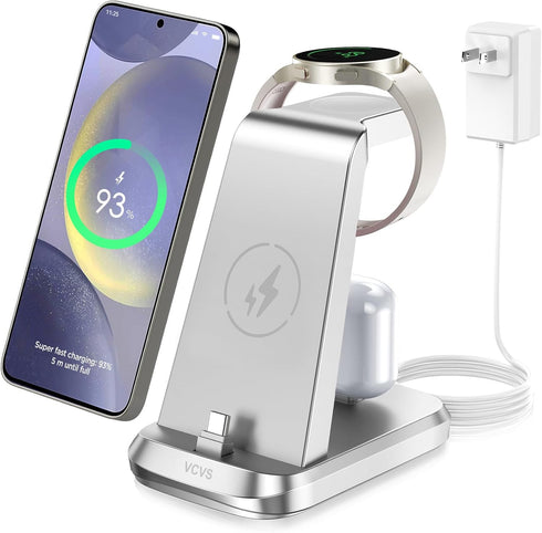 3 in 1 Charging Station for Samsung Devices, 36W Super Fast Charger Via USB C, Galaxy Watch Charger for Samsung Galaxy Watch Ultra/7/6/5/4/3, Gala...