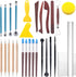 Glarks 28Pcs Carving Modeling Clay Sculpting Tools Set Including Plastic Modeling Tools, Dual-End Dotting Clay Tools, Ball Stylus, Silicone Tip Pe...