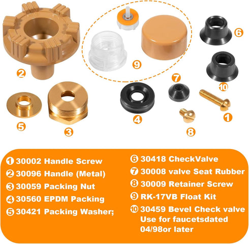 RK-17MH Repair Kit Wall Hydrant Metal Handle Repair Kit Fit for Woodford Model 17 Outdoor Faucet(12 Pcs)...