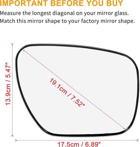 X AUTOHAUX Car Rear View Mirror Glass Replacement with Backing Plate Heated Right Passenger Side for Mazda 5 CX-7 CX-9...