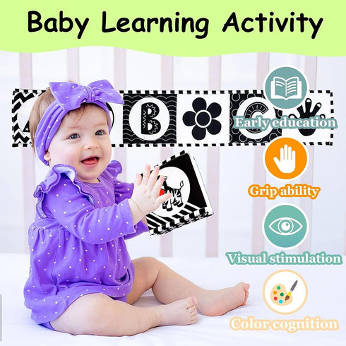 High Contrast Baby Toys For Newborn? Black And White Baby Toys Book 0-3 Months - Tummy Time Mirror For Infant 6 7 8 9 10 11 12 Months Developmenta...