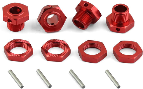 17mm Wheel Hex 4pcs Wheel Nut 4pcs Aluminum Alloy w/Pins for ARRMA Typhon 6S Mojave Upgrades Parts (Red)...