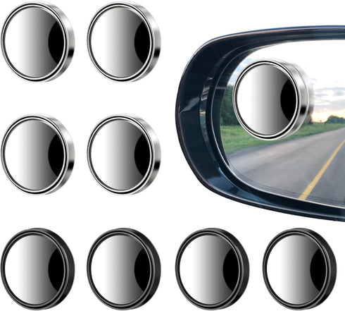 8Pcs Blind Spot Mirrors for Car 1.97’’ Round HD Convex Mirror Angle Adjustable HD Glass Round Side Rear View Convex 360° Wide Angle Side View Mirr...
