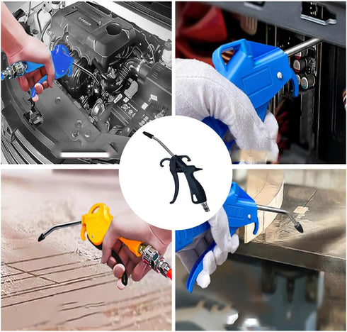 High Volume Air Blow Gun with Rubber Guard, Air Flow Nozzle, Industrial Household Air Blower Gun Angle Ben Jet Nozzle, Air Gun Pneumatic for Compr...