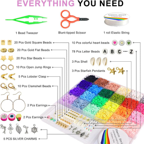 Redtwo Clay Beads Bracelet Making Kit for Beginner, Friendship Preppy Flat Polymer Heishi Beads Jewelry Kits with Charms, Gifts for Teen Girls Toy...