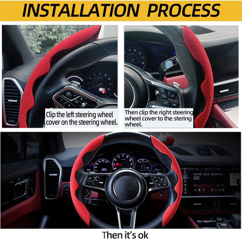 New Fluffy Anti-Skid Steering Wheel Cover Segmented Protector Safe and Non Slip Car Accessory and Durable Easy to Install for Steering Wheels of U...