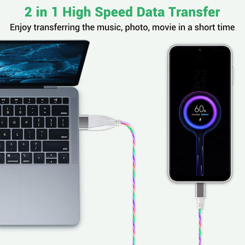 Aolcev Charger Cable for iPhone Light Up Glowing Fast Charging Cord, 480Mbps Transfer Speed Charging Cable Compatible with iPhone 14 13 12 11 Pro ...