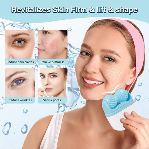 Ice Roller for Face for Eye Puffiness Upgraded Ice Face Roller Cold Facial Ice Roller Massager Skin Care Tool (Blue)...