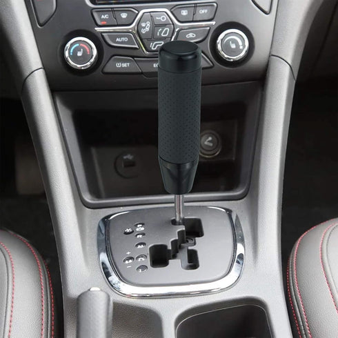 5" Gear Stick Shifter, Alloy Cover with Leather Car Shifting Lever Shift Knob Fit Most Automatic Manual Transmissions, Black...