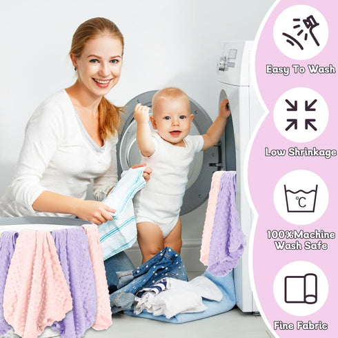 2 Pcs Changing Pad Cover 16 x 32 Inch Ultra Soft Dots Plush Changing Table Covers for Baby Girls and Boys Changing Pad Liners (Pink & Purple)...