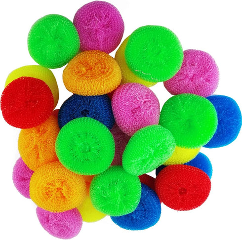 30PCS Plastic Dish Scrubbers for Dishes Plastic Pot Round Scrubber Scouring Pad Nylon Dish Scrubber, Poly Mesh Scouring Dish Pads Non Scratch Scru...