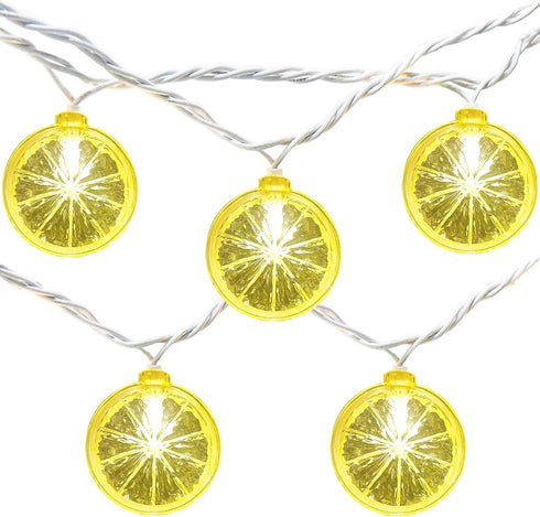 SUNSGNE Lemon LED Decorative String Lights Indoor, 8.5ft Outdoor Hanging String Lights with 10 LED Lemon, Plug in Warm White Fairy Light String fo...