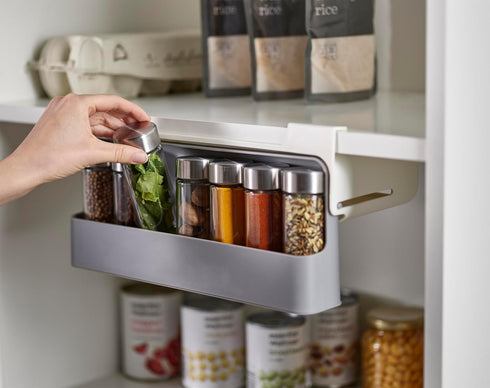 Joseph Joseph Spice Rack Organizer - Under-Shelf Kitchen Cabinet Storage Solution for Spices, Grey...