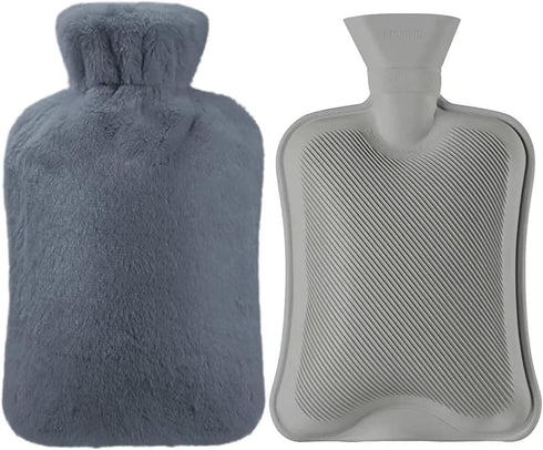 Hot Water Bottle with Soft Cover, 2L Classic Rubber Hot Water Bag for Menstrual Cramps, Feet Warmer, Neck, Shoulders Pain Relief, Hot Cold Pack Wo...