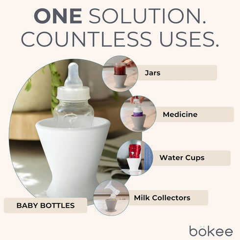 Boekee Baby Bottle Holder and Easy Hands Free Silicone Breast Pump Holder for One Handed Bottle Prep - Robins Egg, 1-Pack...