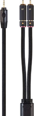 Monoprice 138081 3.5mm to 2-Male RCA Adapter Cable - 3 Feet - Black, Gold Plated Connectors, Double Shielded with Copper Braiding - Onix Series...
