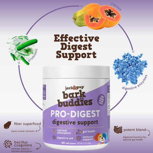 Jack&Pup Probiotic Chews for Dogs - Dog Probiotic Chews Small and Medium - Pro-Digest Bark Buddies (Up to 40 lbs) Puppy Probiotic Dog Chews, Pet P...