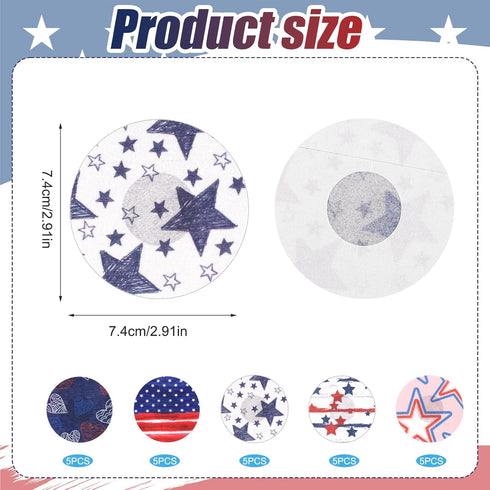 25pcs Adhesive Patch for Libre 2/3, Waterproof CGM Sensor Covers Star Independence Day Blood Sugar Monitor Adhesive Patch American Flag Sensor Sti...