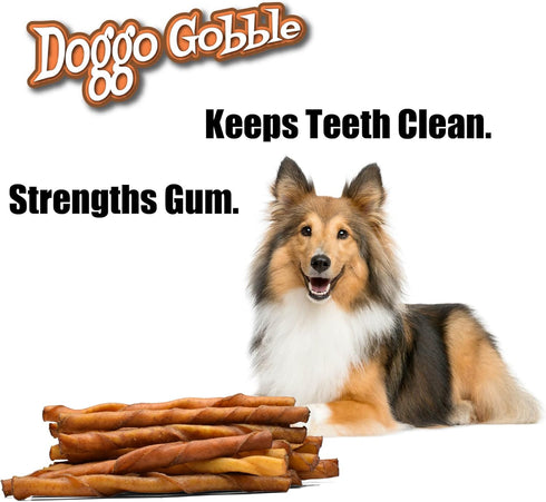 Doggo Gobble Porkhide 5-inch Twist Sticks - 20 Pack...