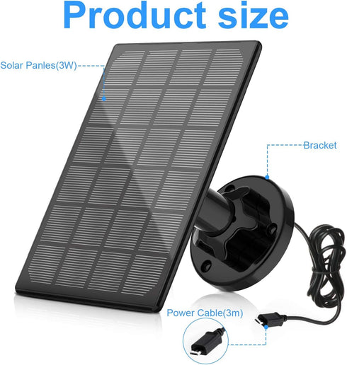 yoyomax 3W Solar Panel for Wireless Outdoor Security Camera, Compatible with DC 5V Micro USB Rechargeable Battery Powered Surveillance Cam, IP65 W...