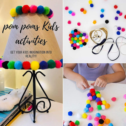 WAU Craft Pom Pom Balls - 100pcs 1.5 inch Multicolored Large Pompoms for Crafts Art DIY Project in Reusable Zipper Bag...