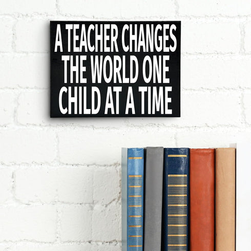 JennyGems A Teacher Changes World One Child at Time Wood Sign, Inspirational Teacher Gift, Classroom Decor, Gift for Teacher Appreciation...