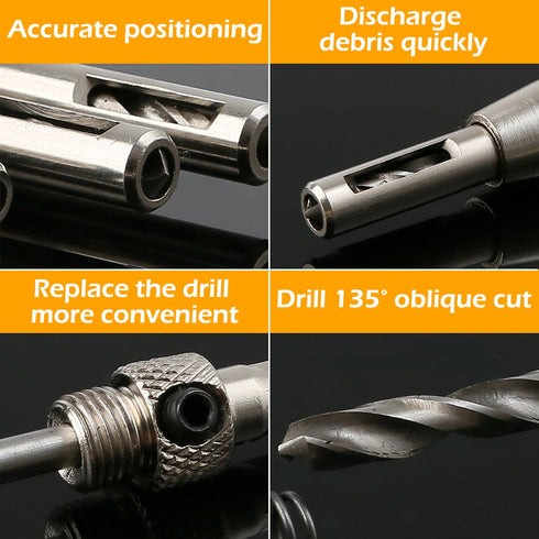 AFUNTA 8 pcs Center Drill Bit Sets with Automatic Center Punch, Self Centering Hinge Tapper Core Hole Puncher Woodworking Tools for Cabinet Door 5...