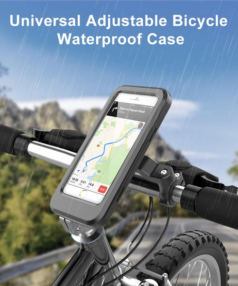 Black Waterproof Bike Protects Phone Mount Case Holder Handlebar, Phone Fits Perfectly Boxs Strong Sturdy Well-Built Mountain Frame Touch-Screen S...