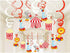 30Ct Circus Hanging Swirl Decorations -Circus Carnival Birthday Party Supplies Fan Decors...