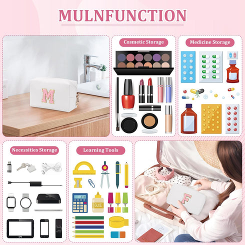 Etercycle Small Personalized Initial Letter Makeup Bag for Women, Cute Waterproof PU Leather Cosmetic Bag Travel Makeup Bag, Makeup Pouch Toiletry...