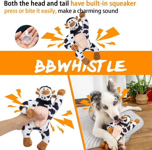 Squeaky Stuffed Dog Toys with Rubbery Belly, Stuffed Animal Toys for Chewers, Gum Massage Soft Puppy Chew Teething Toys to Keep Them Busy, Durable...
