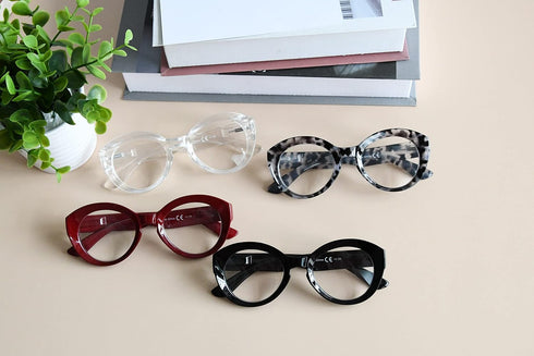 Eyekepper 4 Packing Round Reading Glasses Women Large Frame Stylish Readers +0.50...
