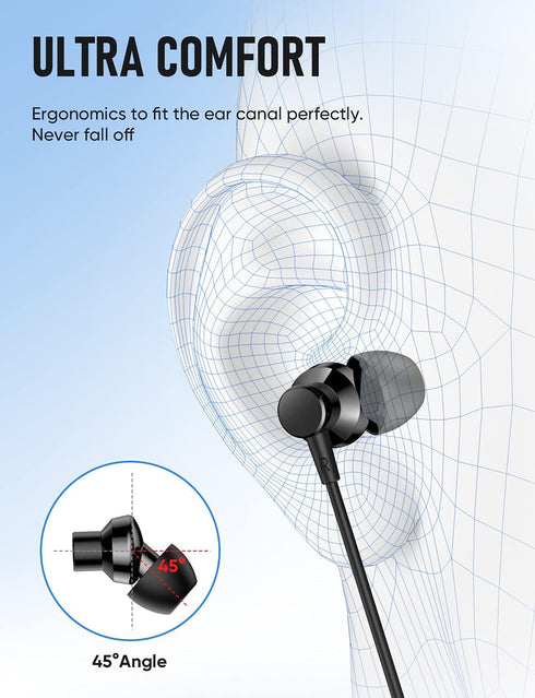 M2 Wired Earbuds Stereo Earphones with Ultra Bass, in-Ear Headphones with Microphone, Durable Tangle Free Cord, Noise Isolating Headset for Phone ...