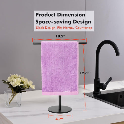 Black Hand Towel Holder Stand for Bathroom Vanity Countertop Stainless Steel T-Shape Freestanding Towel Rack Stand Towel Bar for Bathroom Kitchen ...