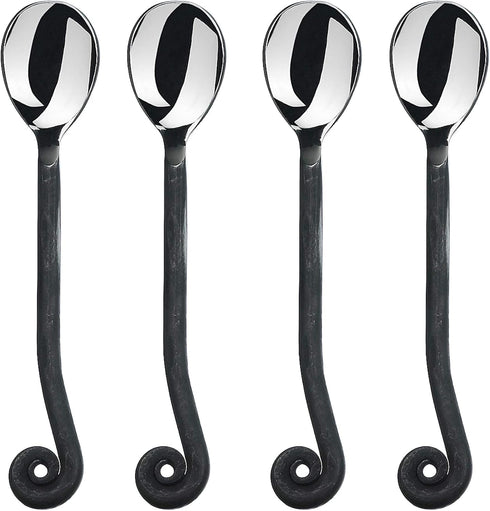 Gourmet Settings 4-Piece Mini Spoons Set, Treble Clef Collection Polished/Matte Small Stainless Steel Teaspoons, Demitasse Espresso Cutlery, Dishw...