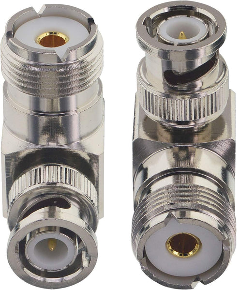 Boobrie L Shape UHF to BNC Connector BNC Male to UHF Female Connector BNC to UHF Right Angle Coax Adapter BNC Male to SO239 90 Degree Coax Cable C...