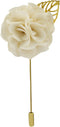 Knighthood Men's Off-White Bunch Flower With Golden Leaf Lapel Pin/Brooch...