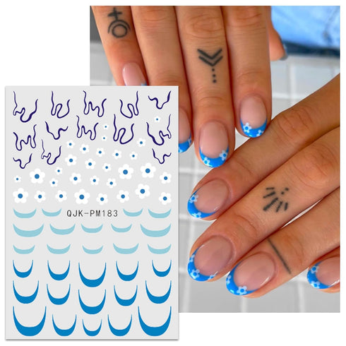 JMEOWIO 12 Sheets Flower Daisy Nail Art Stickers Decals Self-Adhesive Pegatinas Uñas Spring Summer Floral Nail Supplies Nail Art Design Decoration...
