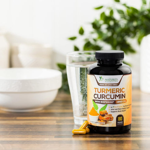 Turmeric Curcumin with BioPerine 95% Standardized Curcuminoids 1950mg - Black Pepper Extract for Max Absorption, Nature's Joint Support Supplement...