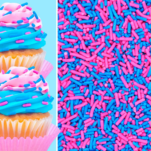 Pink and Blue Gender Reveal Cake Pop Cookie Cupcake Cakes Semi-Sweet Edible Confetti Decorations Sprinkles Desert Jimmies Toppers 6oz...