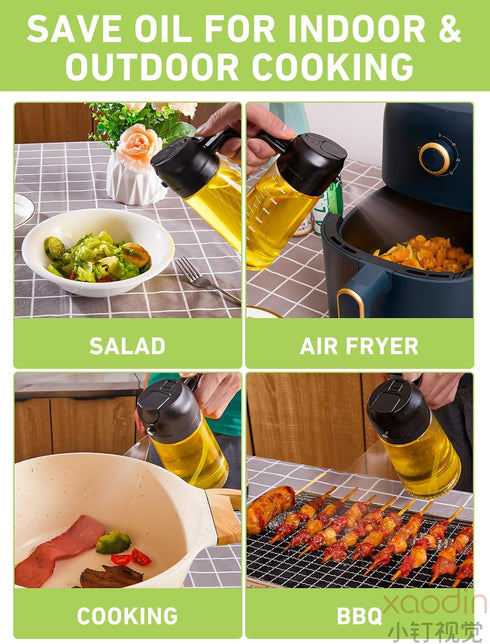 14oz Olive Oil Dispenser for Kitchen -2 in 1 Glass Oil Sprayer and Oil Dispenser,420ml Oil Bottles for Cooking,Air Fryer, Baking,Salad, Frying, BB...