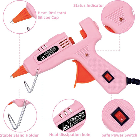 Glue Gun, Mini Hot Glue Gun Kit with 20 Glue Sticks, Hot Glue Guns for Crafts School DIY Arts Home Quick Repairs, Mini Glue Gun Pink...