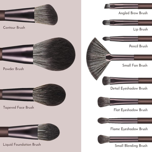 DUAIU Makeup Brushes Set - 12Pcs Makeup Brushes Premium Synthetic Bristles Foundation Powder Flawless Face Brush Contour Concealers Eyeshadow Blus...
